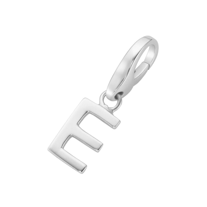 Giorgio Martello letter E charm | bedel | gerhodineerd zilver 925/000 | clip-on | karabijn sluiting
