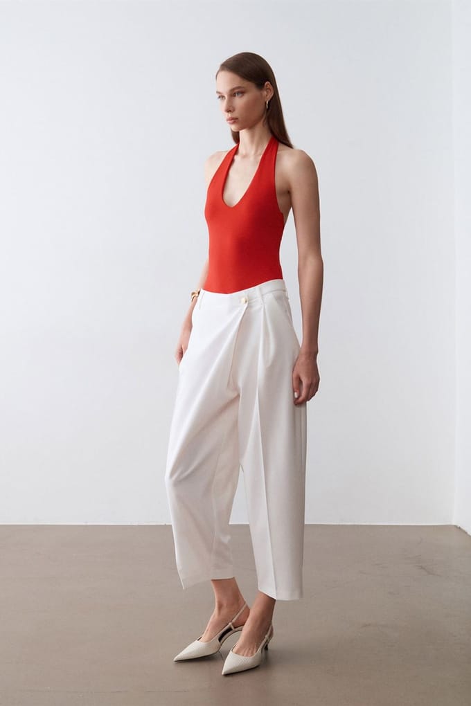 Hoge Taille Wijde Pantalon van Crepe