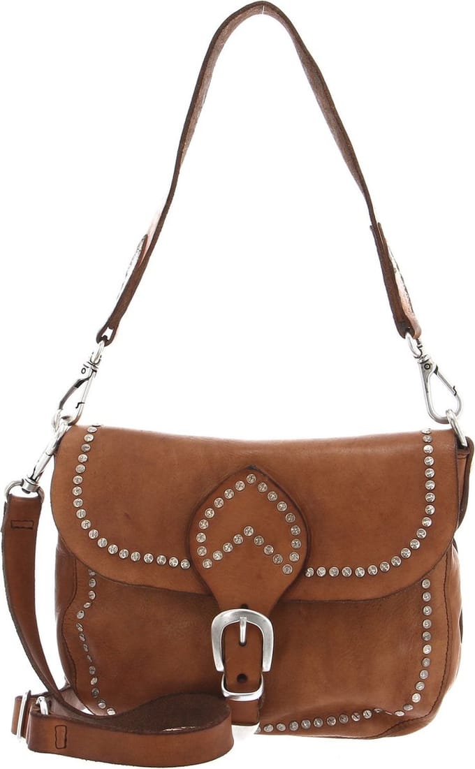 CAMPOMAGGI Leren Schoudertas Horizontal Shoulder Bag Cammello Bruine