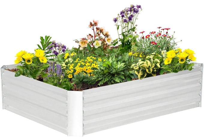Outsunny verhoogde plantenbak - weerbestendig - staal - zilver