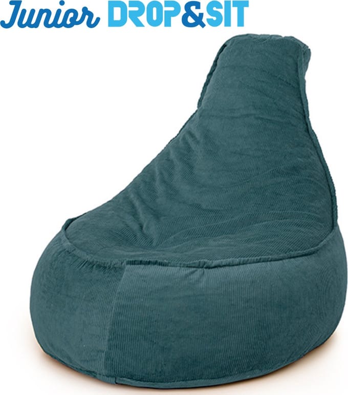 Drop & Sit - Stoel Zitzak Ribstof - Petrol - Junior - Voor Binnen