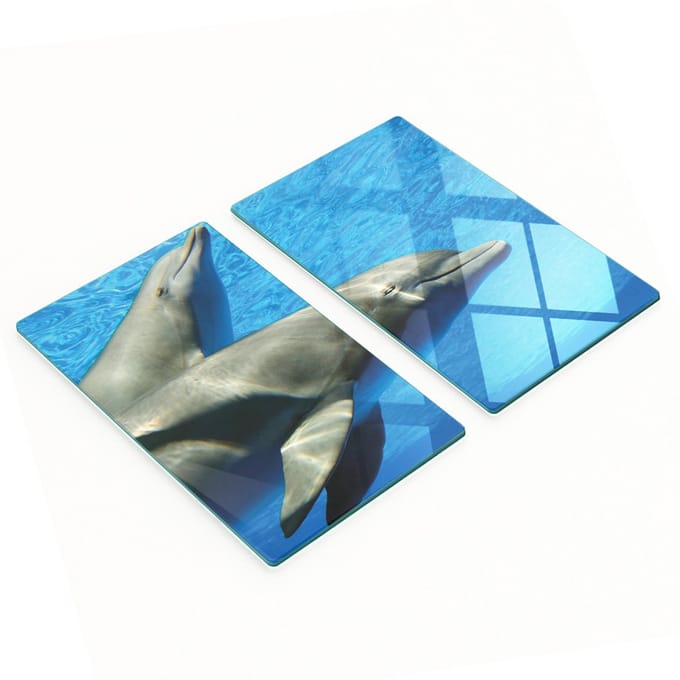 Multifunctionele decoratieve glazen borden met dolfijnenprint 2x30x52 cm
