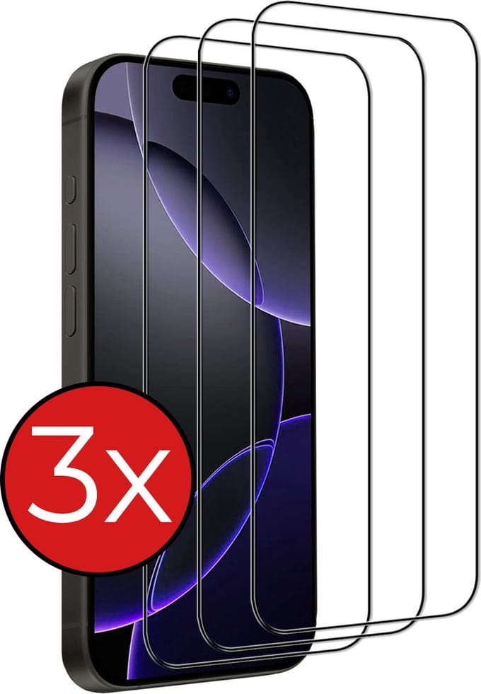 Screenprotector - 3 Stuks - Geschikt voor Apple iPhone 16 Pro Max - Full Cover - Beschermglas - Gehard Glas - Tempered Glass - Screen Protector