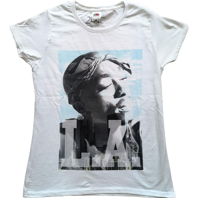 Tupac Shakur dames/dames LA Skyline T-shirt XXL wit