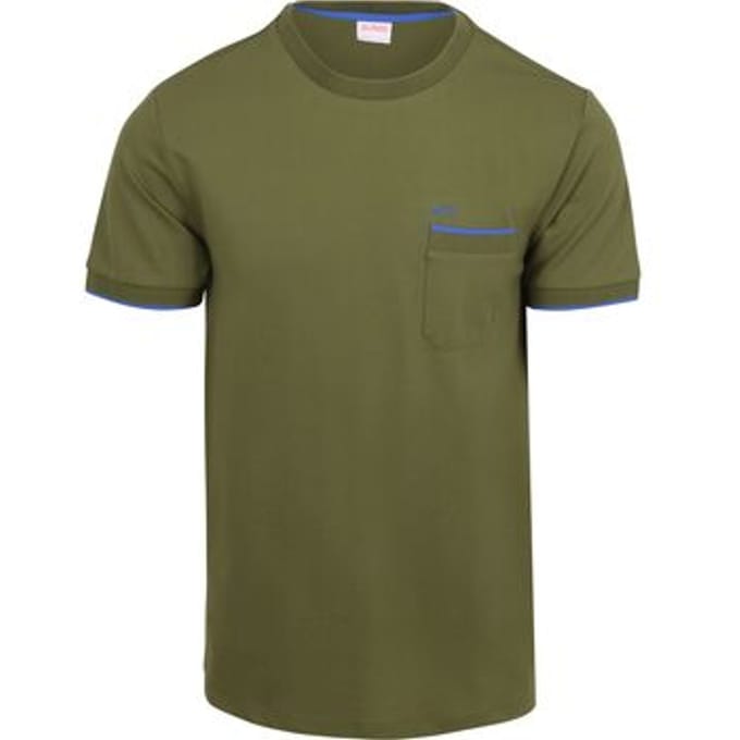 Sun68 Piqué T-Shirt Fluo Stripe Army - Maat XXL - Heren
