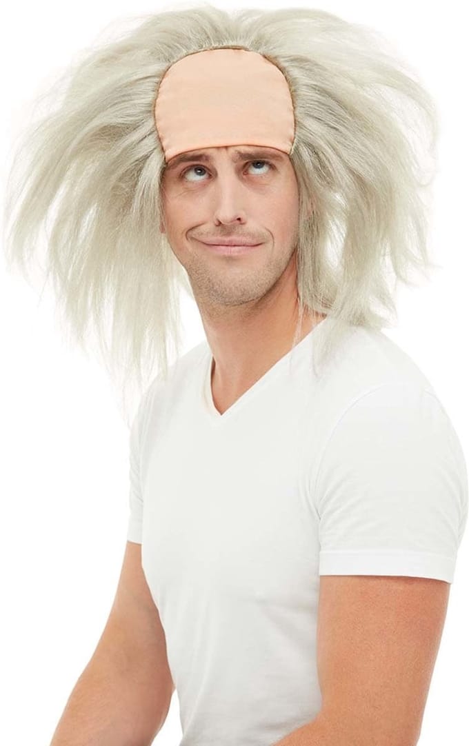 FUNIDELIA Einstein pruik voor mannen - Wit