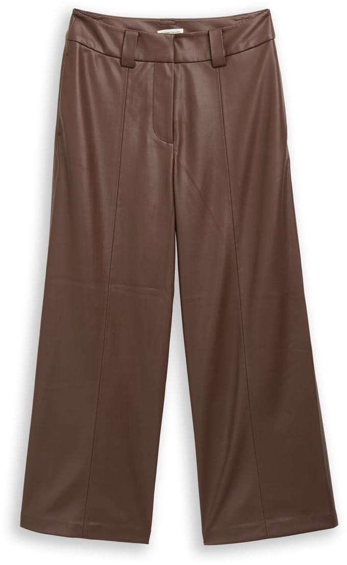 Tom Tailor - Culotte broek in leerlook - Maat 42/28 - dark pecan brown