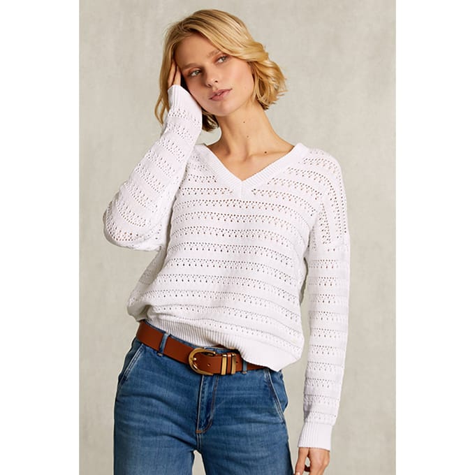 River Woods White Ajour V-neck Sweater White Taglia: XL | Maglioni a maglia Outlet | Donna | Bianco