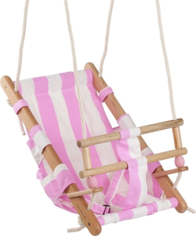 Canvas Baby Schommelzitje Wit / Roze