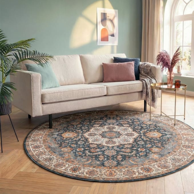 Fraai Rond vintage vloerkleed - Imagine Medaillon Rustiek - Ø 120cm