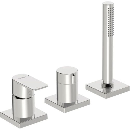 Hansastela ready-mount set single-lever mixer 3-hole, square rosette 57319473
