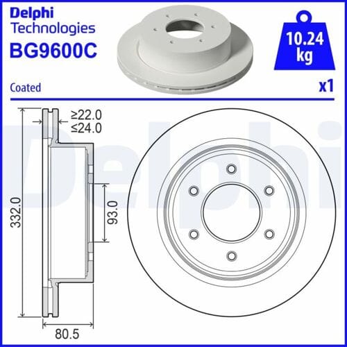 Remschijf DELPHI BG9600C, 1 stuk