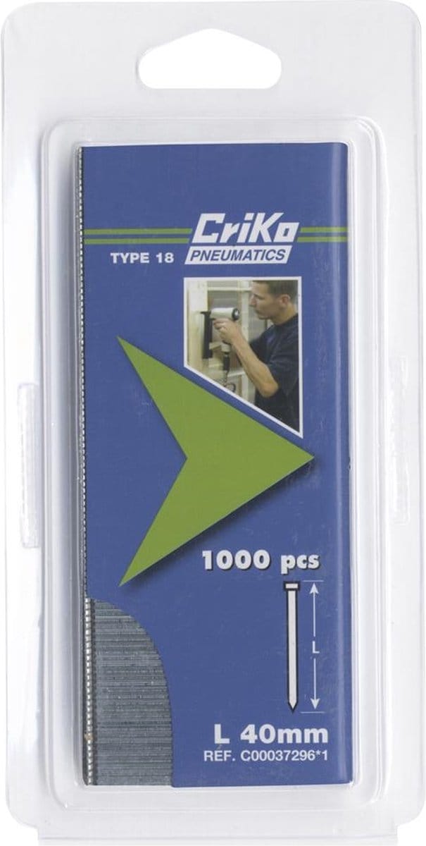 CriKo - Nagel voor tacker - Type 18 - 40 mm - Gegalvaniseerd - 1000 stuks