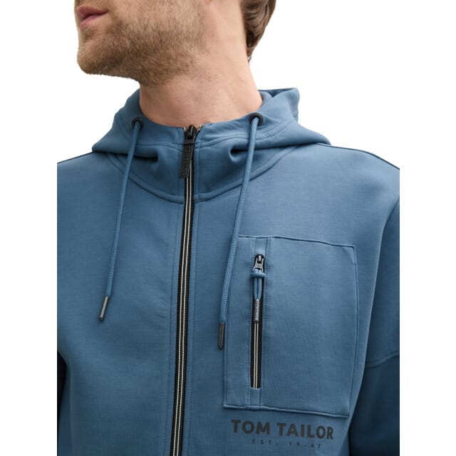 Tom Tailor - Vest met Capuchon - Mannen - XXL - Licht blauw - Katoen - 1045689