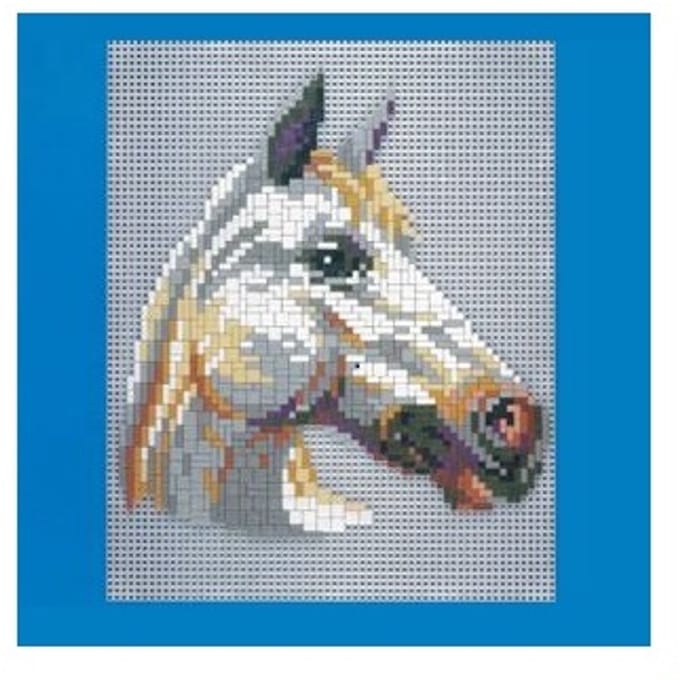 Stickit wit paard, ca. 1.200 steentjes, compatible met Ministeck