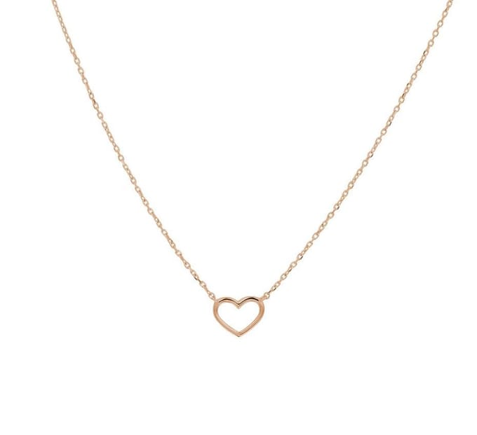 YO&NO - Ketting - Rosegoud - Anker -  Hart -  0,8 mm -  40 - 42 - 44 cm - Sieraden vrouw - 14k - 585 goud