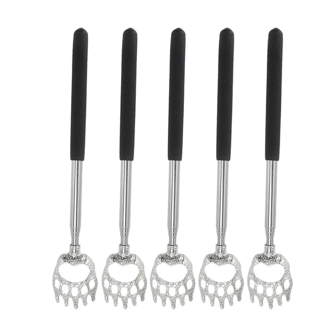 5 Stuks Rugkrabber Telescopische Rugkrabbers Roestvrij Staal voor Hoofd Lichaam Arm gray