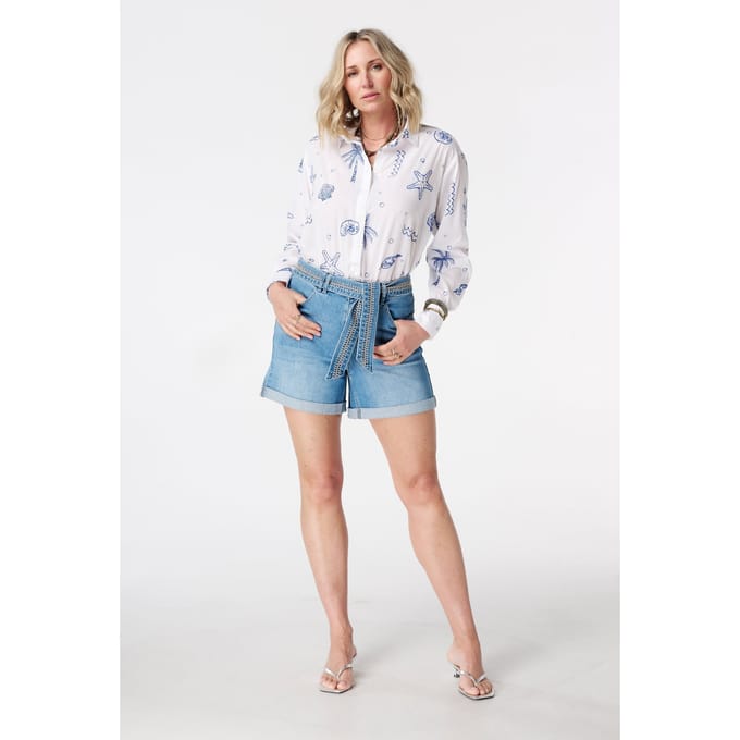 MS Mode Shorts Denim short met tailleband