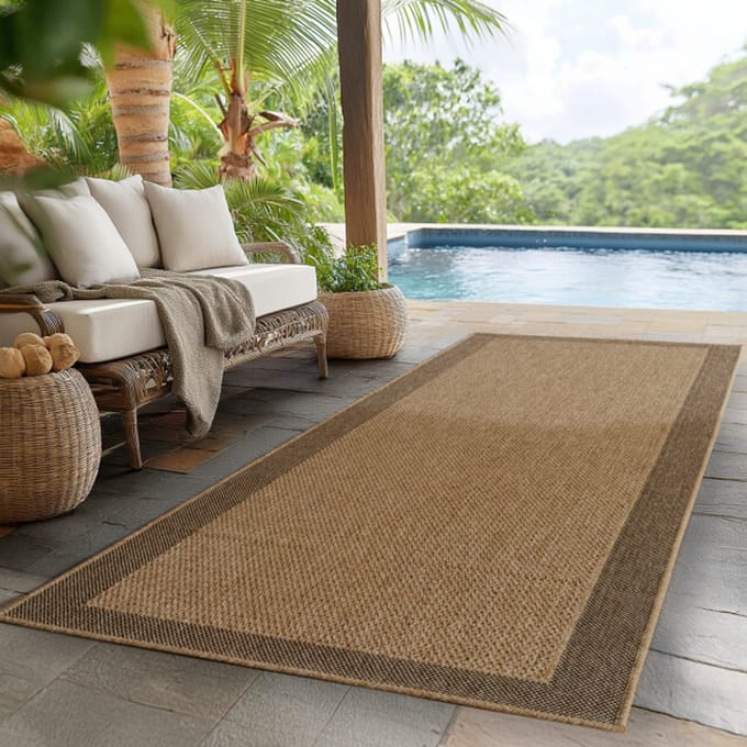 Timber Solid Buitenkleed – Indoor & Outdoor, Jute-Look Vloerkleed, Weerbestendig, Tuin, Balkonkleed - Beige