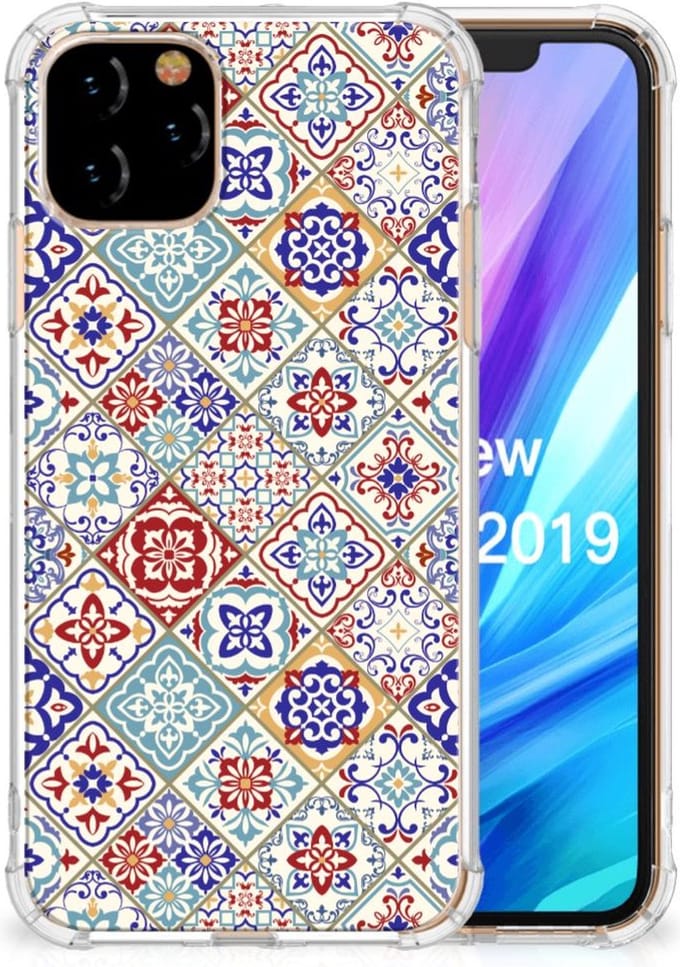 Back Cover voor Apple iPhone 11 Pro Anti-Shock Hoesje Tiles Color