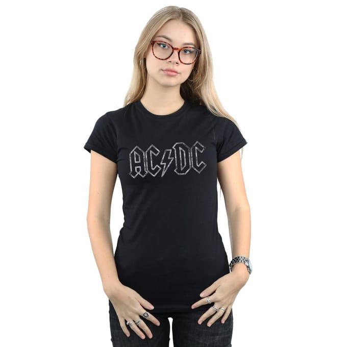 AC/DC Dames/Dames Jagged Logo Katoenen T-Shirt (Zwart)