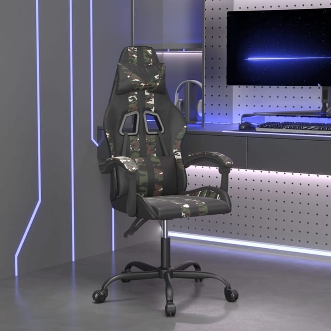 vidaXL - Gamestoel - kunstleer - zwart - en - camouflage