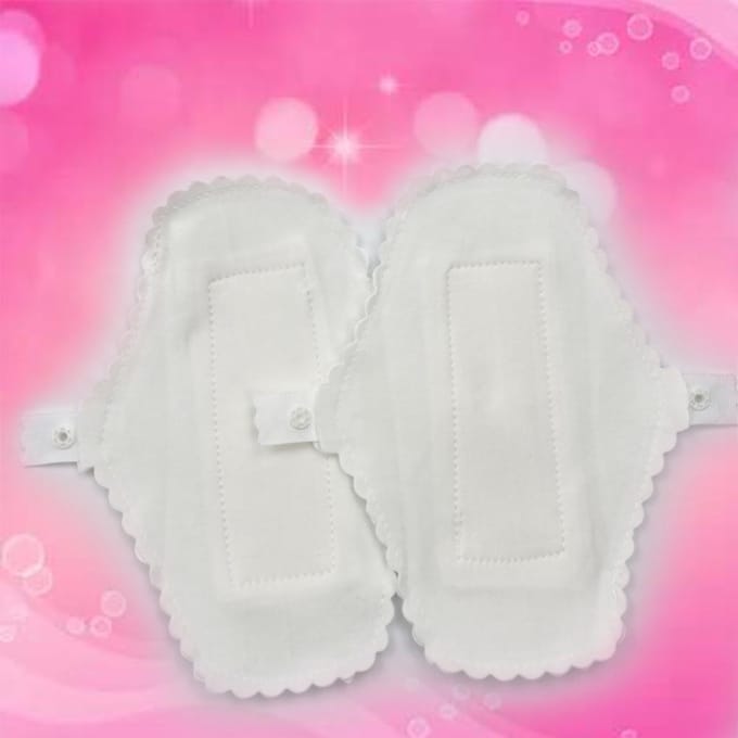3 Stuks Dunne Herbruikbare Katoenen Pads Menstruatie Doek Hygiënische Zachte Pads Napkin Wasbaar Waterdichte Slip wit