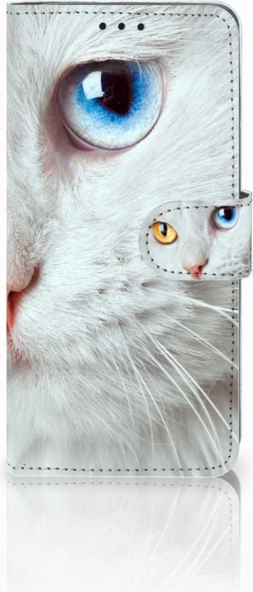Huawei P30 Pro Telefoonhoesje met Pasjes Witte Kat