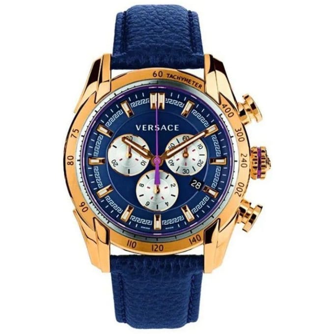 Montre pour homme Versace VDB030014 V-Ray Ton Or 44mm bleu