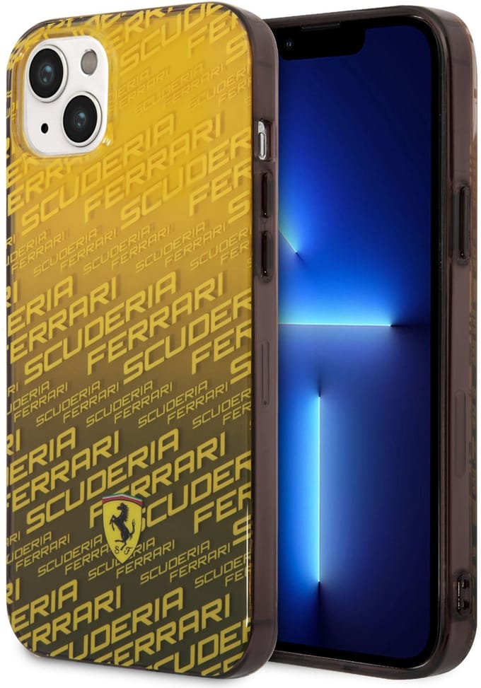 Ferrari Back cover - iPhone 14 Plus & 15 Plus - Gold/Yellow - Slank design - Bescherming tegen krassen