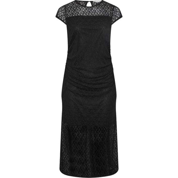 Yours London Zwarte Mouwloze Maxijurk Met Kant Size 48