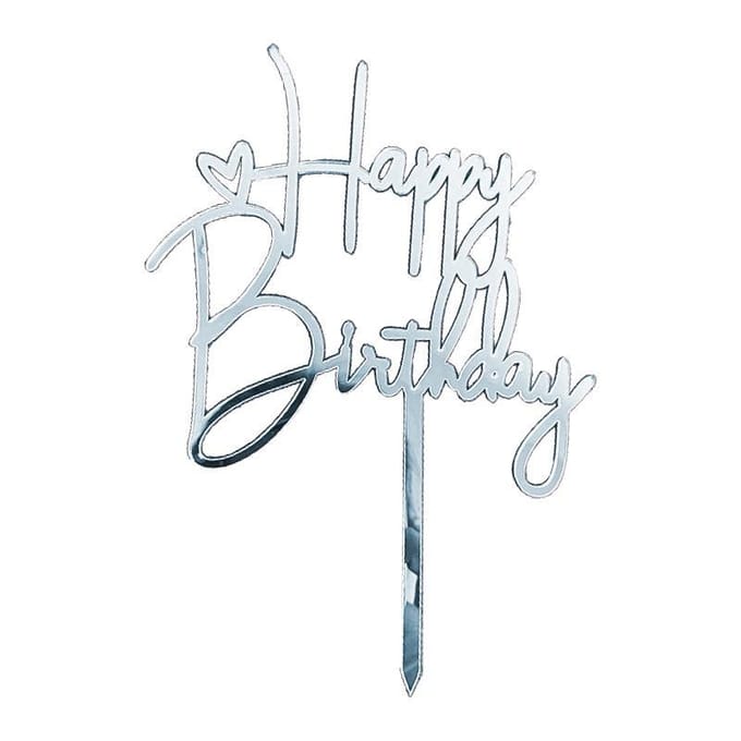 Happy Birthday Taarttopper (Zilver)