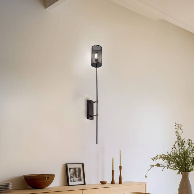 Luminex Wandlamp Wall, titaniumkleurig, hoogte 100 cm, staal