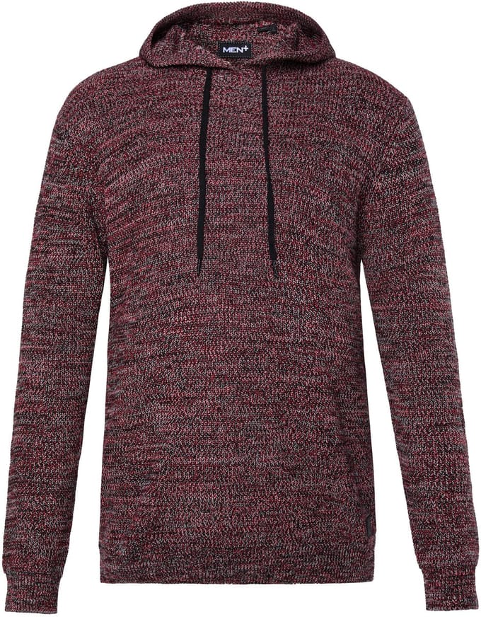 Men Plus - Heren - Trui met capuchon gebreide hoodie gemêleerd breisel - Zwart - Maat 5XL