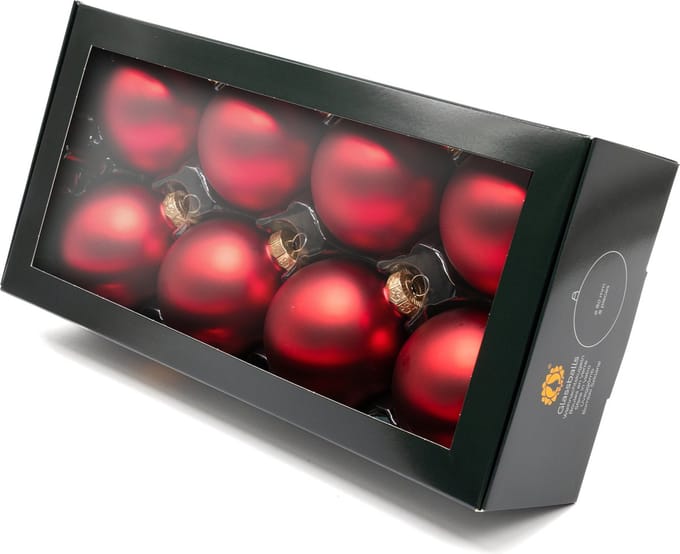 Muntel® Kerstballen - Glas - 8 Stuks - Mat - Rood - 80 mm