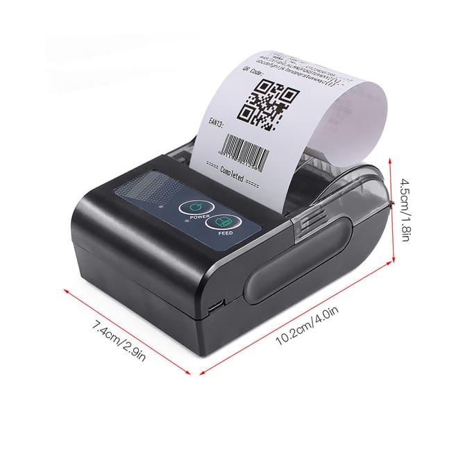 Mini-imprimante thermique Portable sans fil pour reçus d'étiquettes, USB BT Aibecy 58HB6 noir