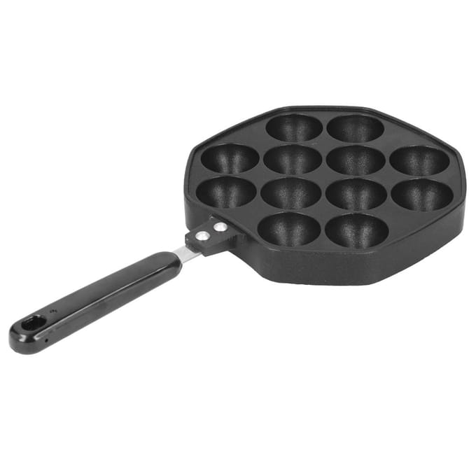 12 Holtes Aluminium Takoyaki Pan Maker Octopusballetjes Eierpannenkoekjes Bakpan Thuis Kookgereedschap black
