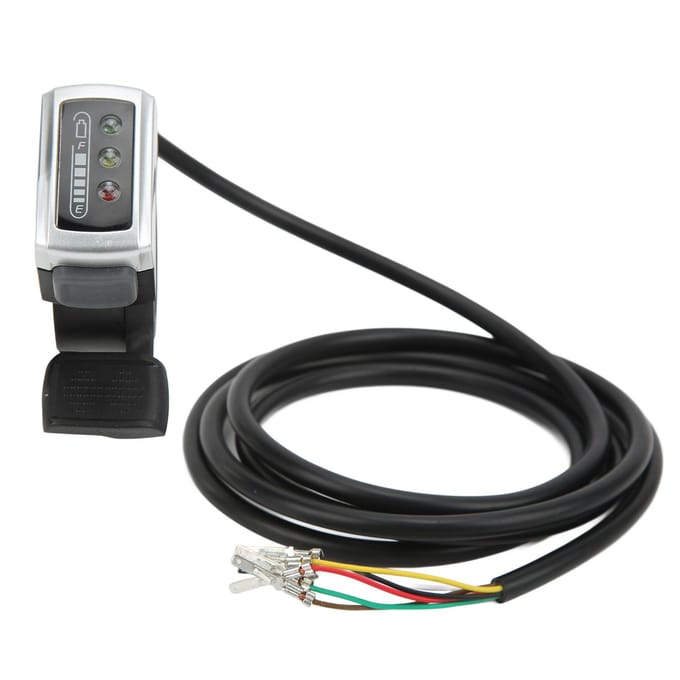 Accélérateur à 6 fils avec interrupteur marche/arrêt et indicateur de batterie, ouverture de 22 mm pour vélo électrique black