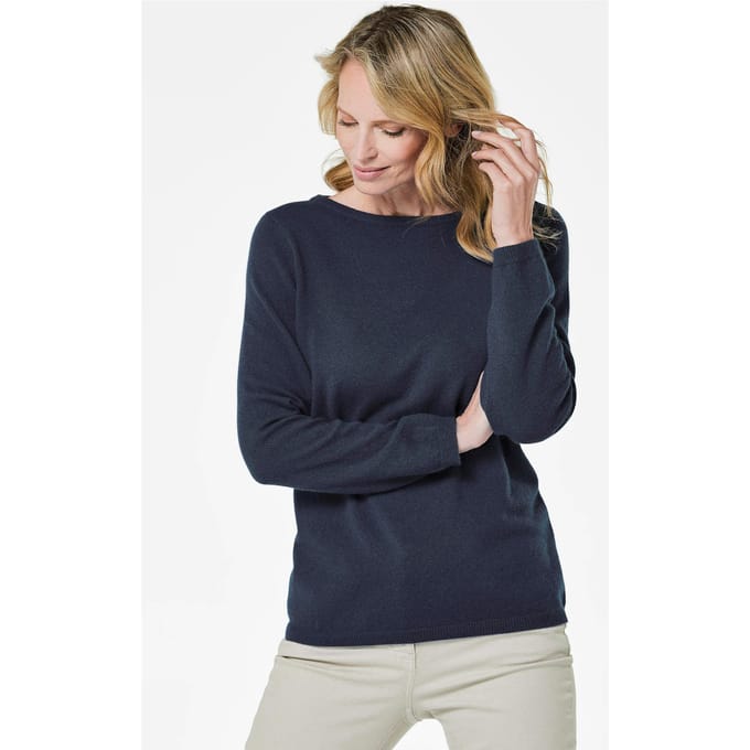 Pullover van kasjmier met boothals - marine - Gr. 42 van Goldner Fashion