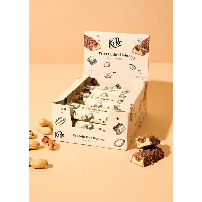 Protein bar deluxe met pindakaas 12 x 55 g - tweede kans