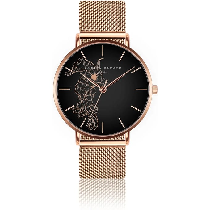 Dameshorloge Amelia Parker Fossil Mesh