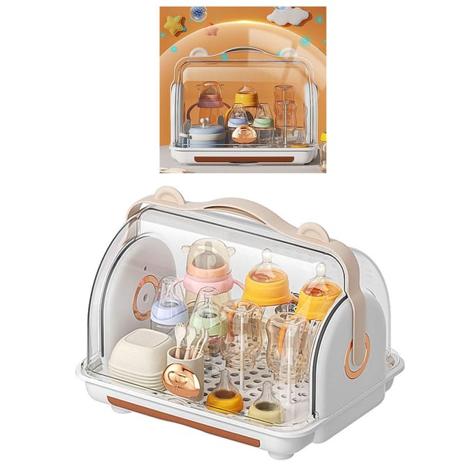 Babyfles Opbergdoos Plastic Multifunctioneel Afvoer Verpleegfles Opbergdoos Organizer met beige