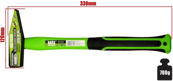 Glasvezel slotenmakershamer, 500 g, 10 jaar garantie