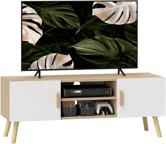 HOMCOM TV-meubel - Spaanplaat - 110x36,2x42cm - Eikenhout