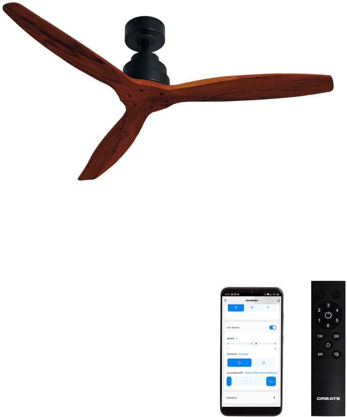 CREATE - Stille plafondventilator van 40 W met technische ABS-bladen, verkrijgbaar in verschillende maten - M - Geen licht - WIFI - WIND STYLANCE