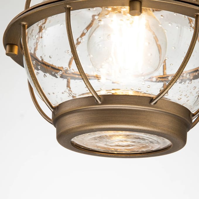 Kichler LED Buiten Hanglamp Bridge Point | 1X E27 Max 60W | IP44 | Dimbaar | Natural Brass