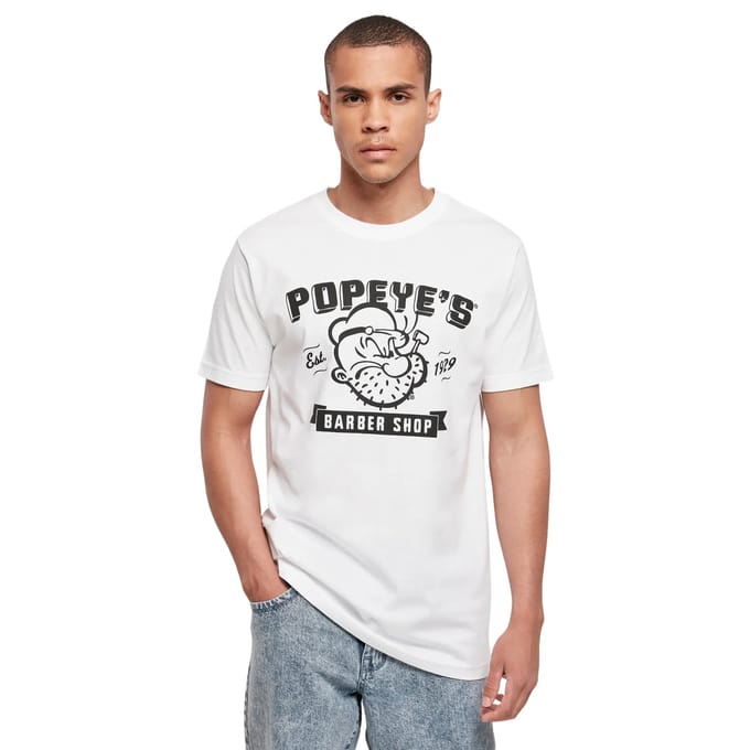 Merchcode Popeye - Popeye Barber Shop Heren Tshirt - XS - Wit