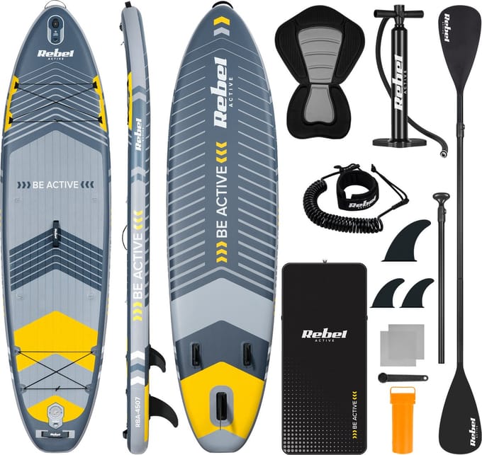 Rebel Active RBA-4507 - Opblaasbare SUP Board - Met Stoel - Grijs