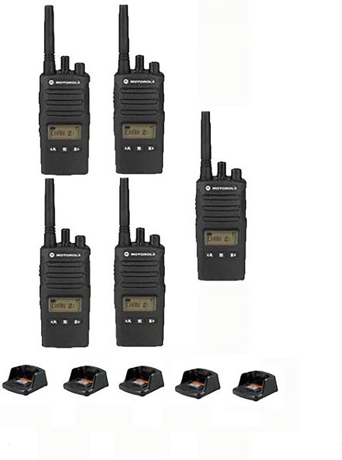 Set van 5 Motorola XT460 IP55 PMR446 Portofoon met tafellader