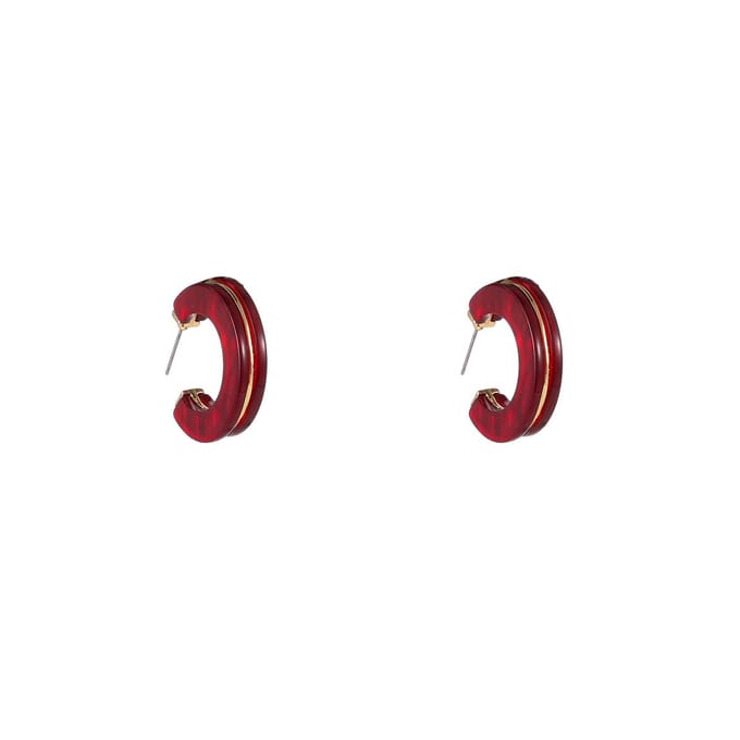 Go Dutch Label Oorknoppen 2 Lines Earring Rood